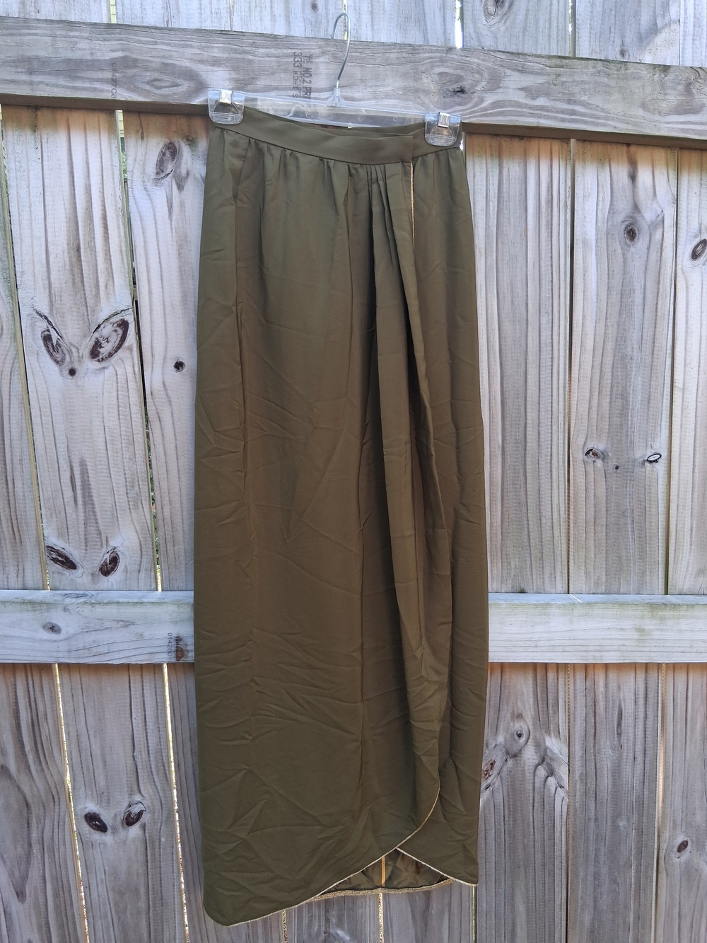 Oscar De La Renta Olive Green Maxi Wrap Skirt